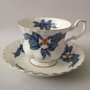 Vintage Royal Albert Nova Scotia Tartan Bone China Teacup & Saucer Set, England